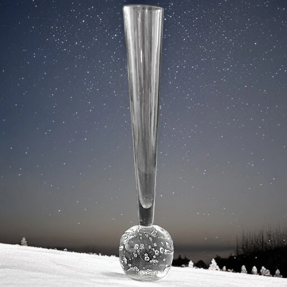 Vtg Bubble‎ Art Glass Bud Vase Paperweight Hand Blown ICY Clear Boiling Affect